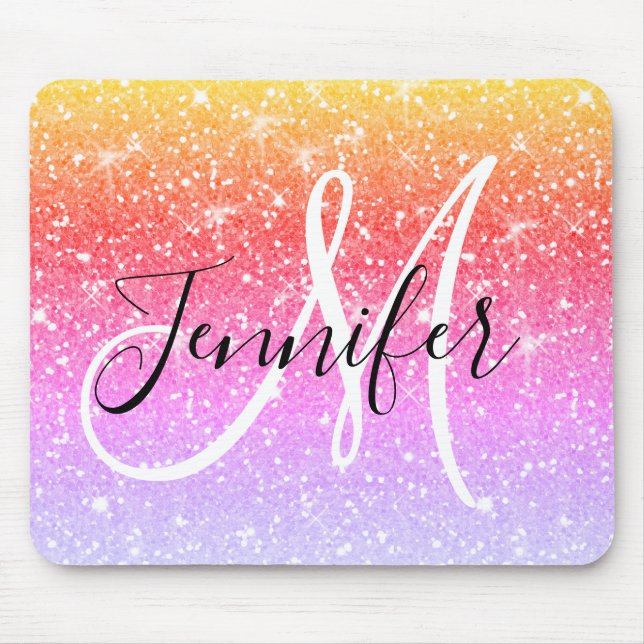 Name des Girl-Rainbow-Glitzer Glitzern Mousepad (Vorne)