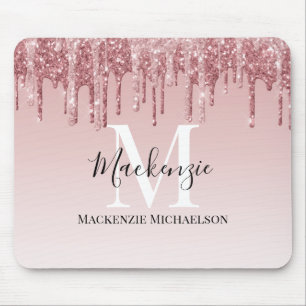 Name des Glitzer der Girl Hot Pink Ombre Mousepad