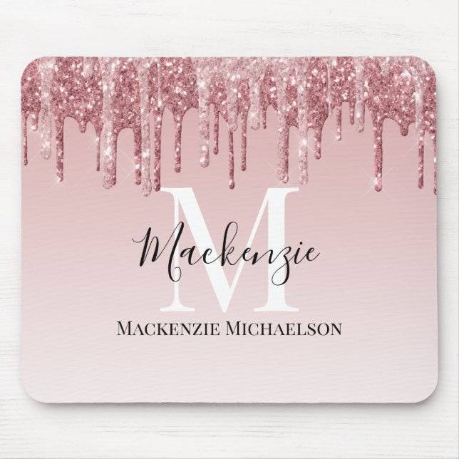 Name des Glitzer der Girl Hot Pink Ombre Mousepad (Vorne)