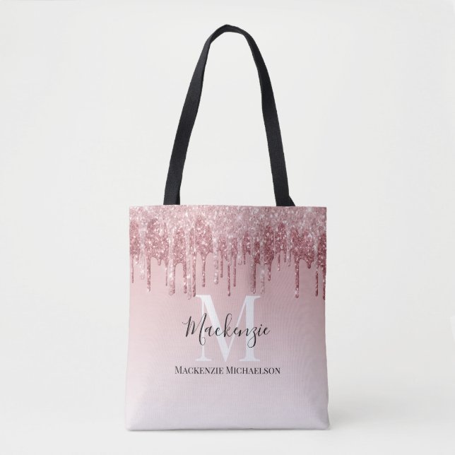 Name des Glitzer der Girl Hot Pink Ombre Tasche (Vorderseite)