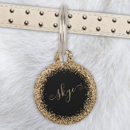 Name des Gold Glitzer Glam Monogram Haustiermarke