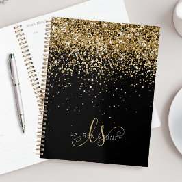 Name des Gold Glitzer Glam Monogram Planer