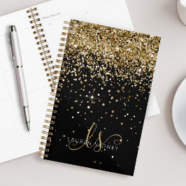 Name des Gold Glitzer Glam Monogram Planer