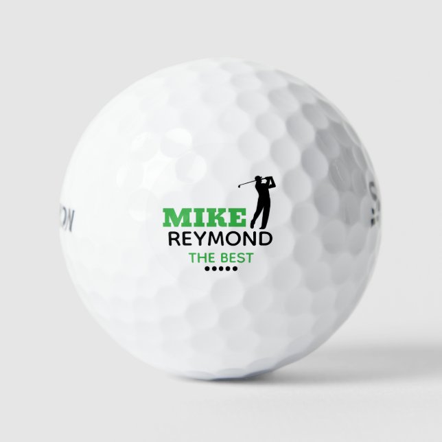 Name des Golfers - Eleganter grüner Golfball mit M (Vorderseite)