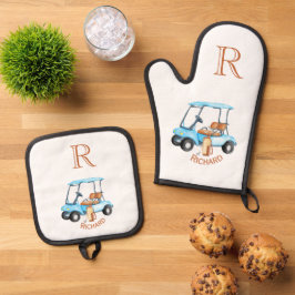 Name des Golfklubs Monogram Ofenhandschuh & Topflappen-Set