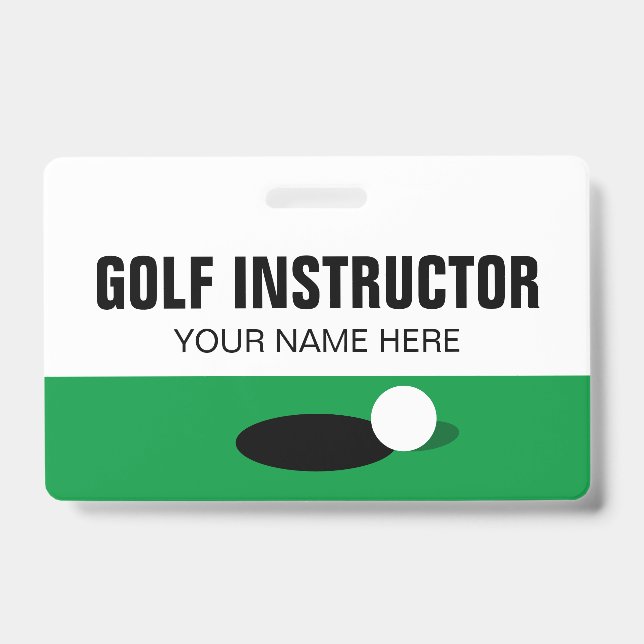 Name des Golflehrers Abzeichen mit Clip oder Lanya Ausweis (Vorderseite)