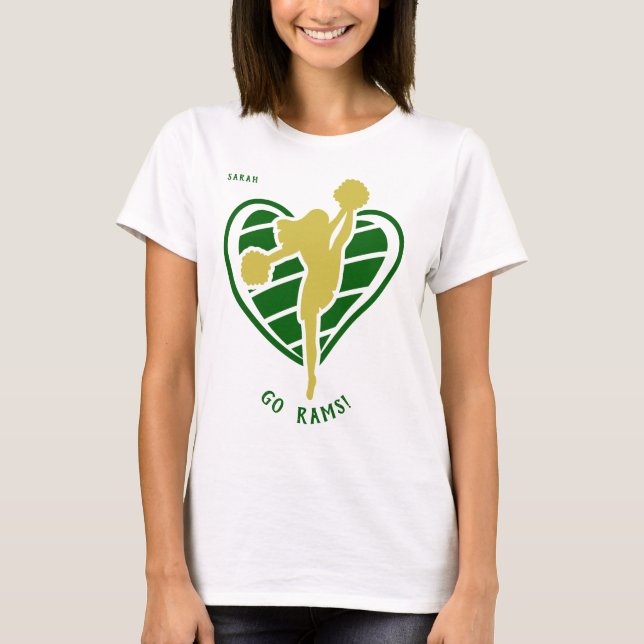 Name des Green Gold Cheerleader Teams T-Shirt (Vorderseite)