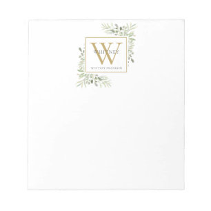 Name des Greenery Monogram Notizblock