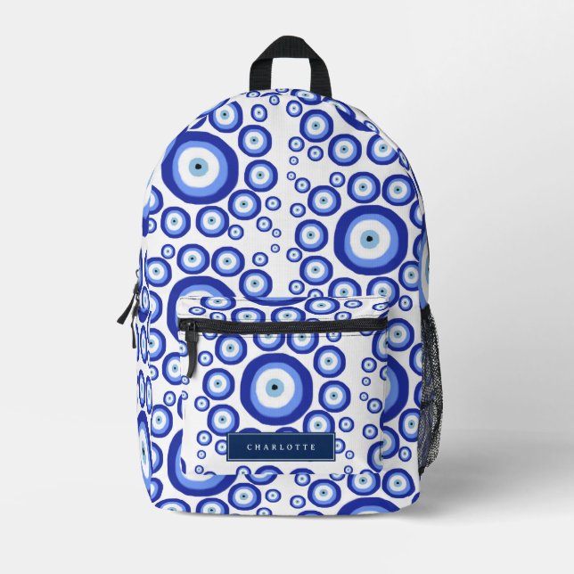Name des griechischen Augenzeichens Viel Glück Sym Bedruckter Rucksack (Vorderseite)