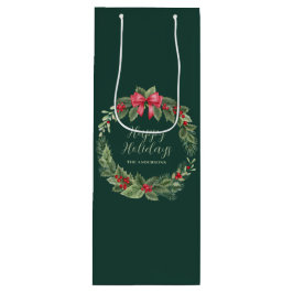 Name des grünen klassischen Weihnachtskranzes Geschenktüte Für Weinflaschen