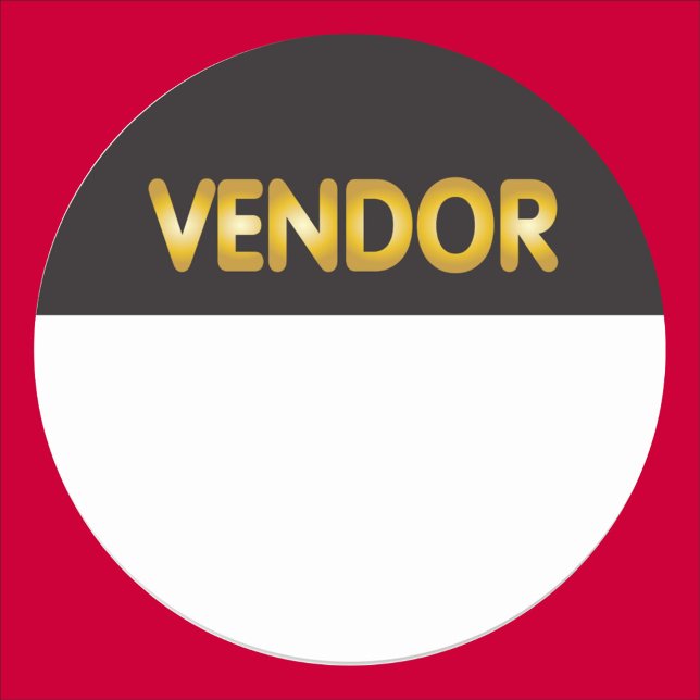 Name des Händlers für die Messe oder Veranstaltung Runder Aufkleber (Von Creator hochgeladen)