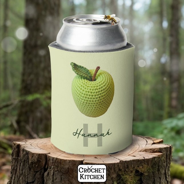 Name des Handmade Craft Green Crochet Applet Monog Dosenkühler (Von Creator hochgeladen)