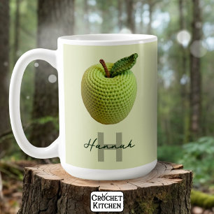 Name des Handmade Craft Green Crochet Applet Monog Kaffeetasse