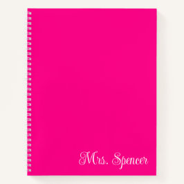 Name des heiß rosa und weißen Lehrers Notizbuch