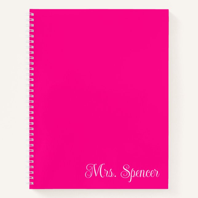 Name des heiß rosa und weißen Lehrers Notizbuch (Vorderseite)