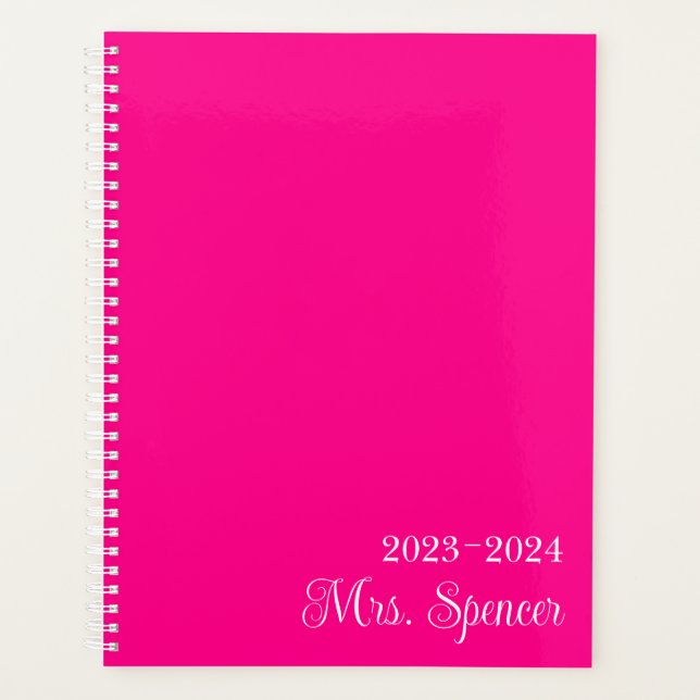 Name des heiß rosa und weißen Lehrers Planer (Vorderseite)