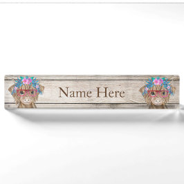 Name des Highland Cow Country Desk Plate Namensplakette