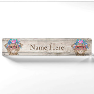Name des Highland Cow Country Desk Plate Namensplakette