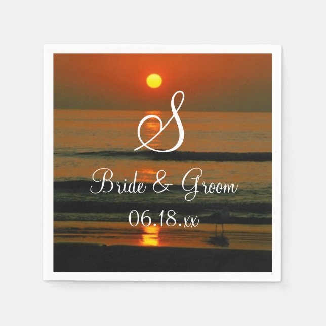 Name des Hochzeitmediums Termine Sunset Beach Napk Serviette (Vorderseite)