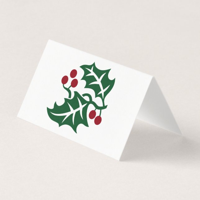 Name des Holly und Berries Holiday Place Visitenkarten (Vorderseite)