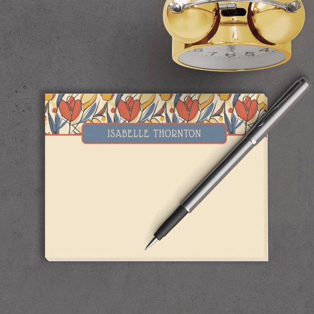 Name des hübschen roten und gelben Tulip-Musters Post-it Klebezettel (Pretty Post-it Notes)