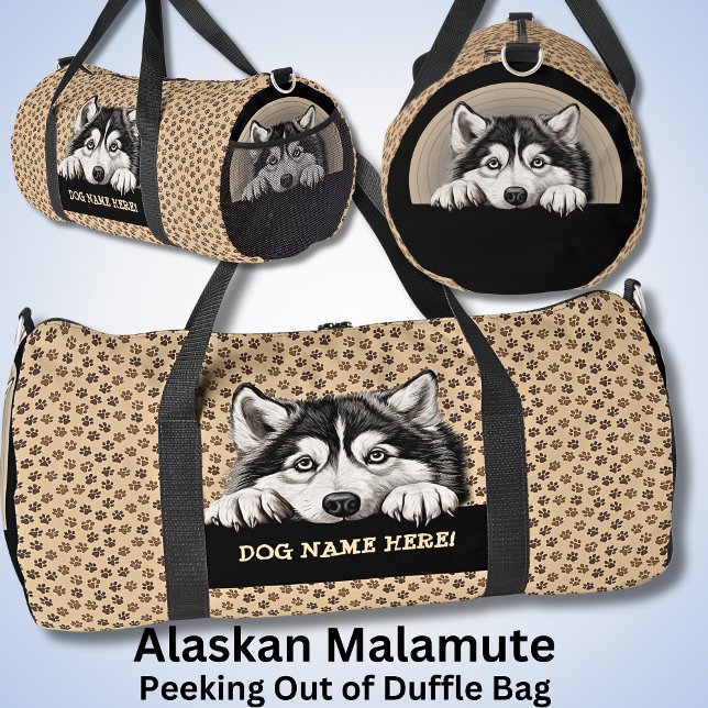 Name des Hundes hinzufügen, Alaskan Malamute Duffle Bag (Von Creator hochgeladen)
