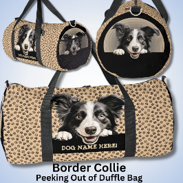Name des Hundes hinzufügen, Border Collie Duffle Bag