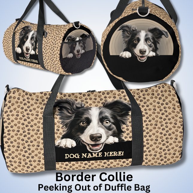 Name des Hundes hinzufügen, Border Collie Duffle Bag (Von Creator hochgeladen)