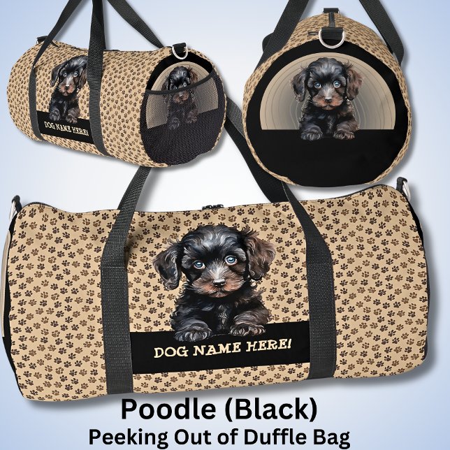 Name des Hundes hinzufügen, Poodle - Schwarz Duffle Bag (Von Creator hochgeladen)