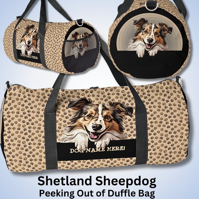 Name des Hundes hinzufügen, Shetland Sheepdog Duffle Bag (Von Creator hochgeladen)