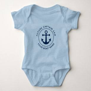 Name des Jungen, nautisch, marine, Anker, Seil, Ka Baby Strampler