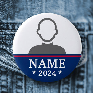 Name des Kandidaten für das Foto des Wahlkampfes Button