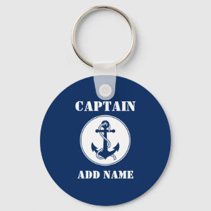 Name des Kapitäns oder Name des Schiffes Navy Blue Schlüsselanhänger