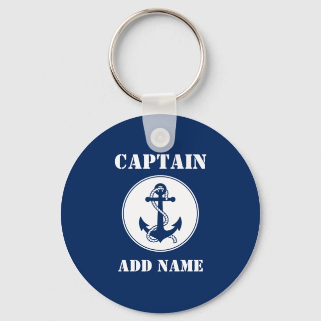 Name des Kapitäns oder Name des Schiffes Navy Blue Schlüsselanhänger (Vorderseite)