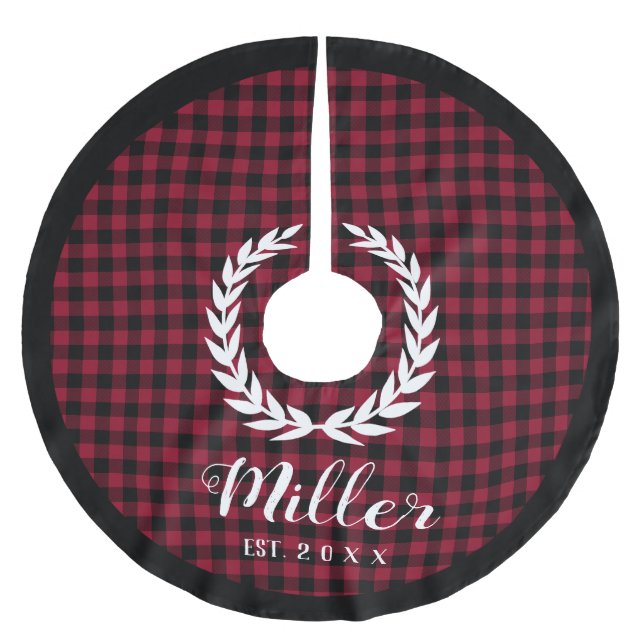 Name des karierten Roten Feiertages + Weihnachten Polyester Weihnachtsbaumdecke (Vorderseite)