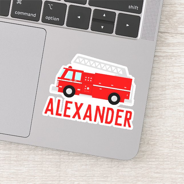 Name des Kids Red Fire Trucks Aufkleber (Detail)