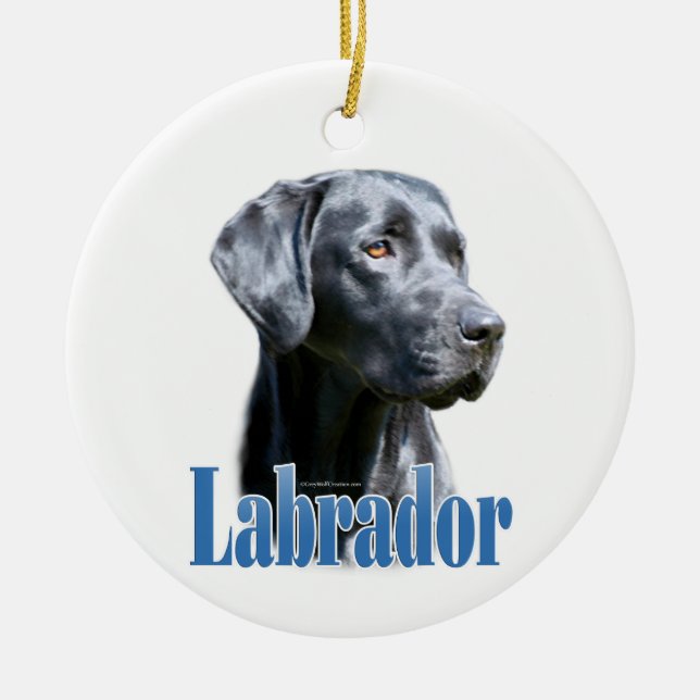 Name des Labradors (schwarz) Keramik Ornament (Vorne)
