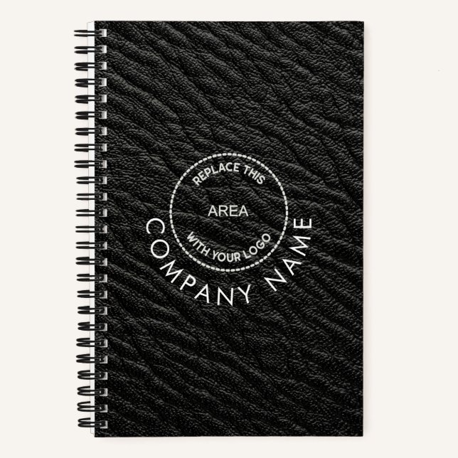Name des Leather-Unternehmens für schwarze Imitate Notizbuch (Vorderseite)