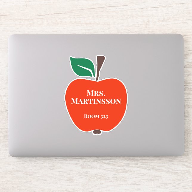 Name des Lehrerraums Nummer Red Green Apple Aufkleber (Computer)