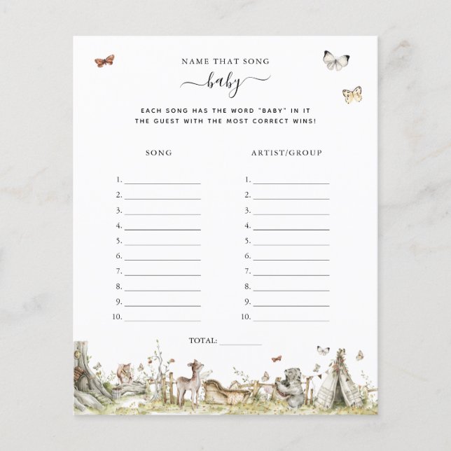 Name des Liedes | Baby Showspiel (Vorderseite)