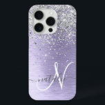 Name des lila gebürsteten Metalls Silber Glitzer M Case-Mate iPhone Hülle<br><div class="desc">Dieses schicke Gehäuse mit hübschem silberfarbenem Glitzer auf lila,  gebürstetem metallischem Hintergrund ist einfach zu personalisieren.</div>