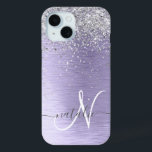 Name des lila gebürsteten Metalls Silber Glitzer M Case-Mate iPhone Hülle<br><div class="desc">Dieses schicke Gehäuse mit hübschem silberfarbenem Glitzer auf lila,  gebürstetem metallischem Hintergrund ist einfach zu personalisieren.</div>