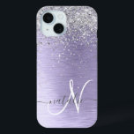 Name des lila gebürsteten Metalls Silber Glitzer M Case-Mate iPhone Hülle<br><div class="desc">Dieses schicke Gehäuse mit hübschem silberfarbenem Glitzer auf lila,  gebürstetem metallischem Hintergrund ist einfach zu personalisieren.</div>
