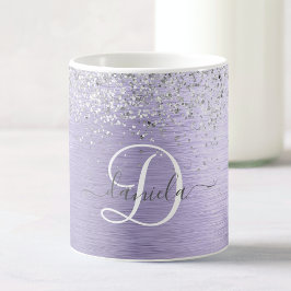Name des lila gebürsteten Metalls Silber Glitzer M Kaffeetasse
