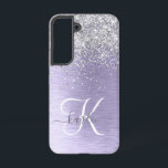 Name des lila gebürsteten Metalls Silber Glitzer M Samsung Galaxy Hülle<br><div class="desc">Dieses schicke Gehäuse mit hübschem silberfarbenem Glitzer auf lila,  gebürstetem metallischem Hintergrund ist einfach zu personalisieren.</div>