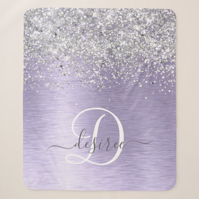 Name des lila gebürsteten Metalls Silber Glitzer M Sherpadecke (Vorderseite)