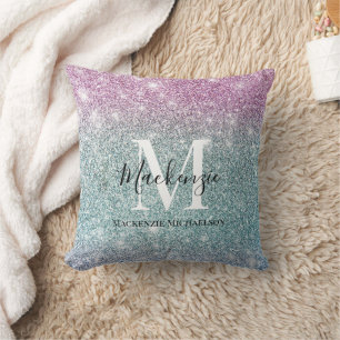 Name des Lila Glitzer des Girl-Pink-Blauen Kissen
