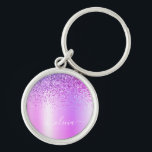 Name des lila Glitzer Glam Metal Monogram Schlüsselanhänger<br><div class="desc">Lila Imitate belichten metallische Sparkle Glitzer gebürstete Metal Monogram Name Keychains (Key Chain). Das macht den perfekten 16 Geburtstag,  Hochzeit,  Brautparty,  Jubiläum,  Babydusche oder Junggeselinnen-Abschied Geschenk für jemanden,  der Lieben glamourösen Luxus und schicke Stile.</div>