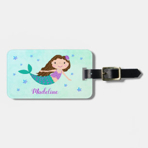Name des Lila Glitzer Mermaid Gepäckanhänger