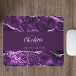 Name des lila Marmormonogramms Mousepad<br><div class="desc">Ein lila und rosa Aperitif, Marmorboden mit Glitzer aus Imitaten. Personalisieren und fügen Sie Ihren Vornamen, Monogramm-Initalien und vollständigen Namen hinzu</div>